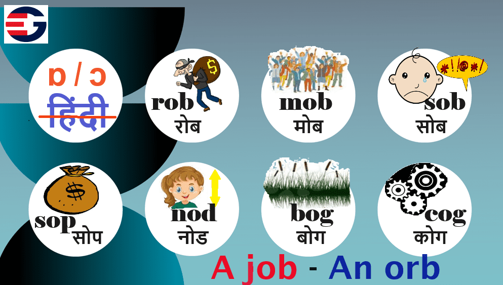 3 letter words with pictures for O sound with Hindi meanings