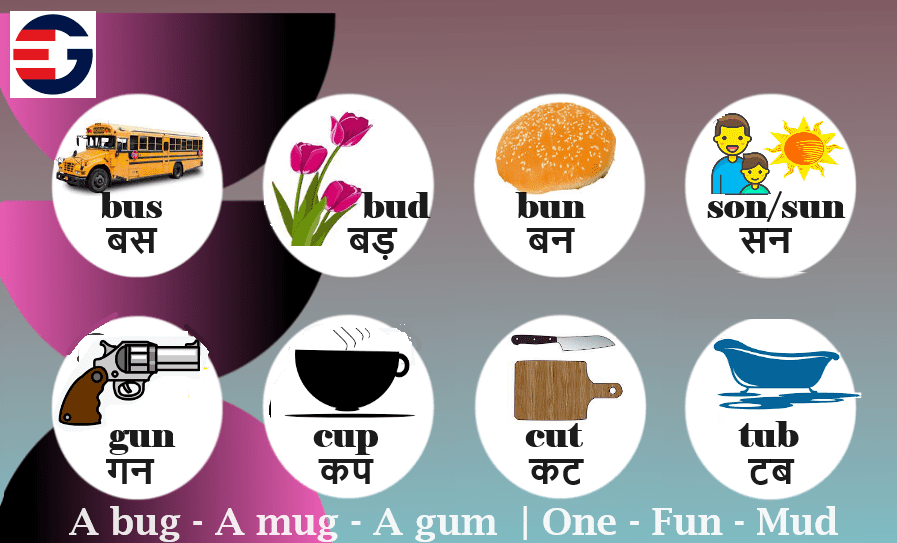 3 letter words in Hindi with pictures for sound of U