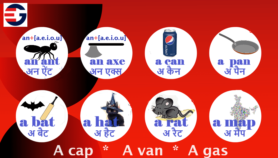 3 letter words in Hindi with pictures for sound of A