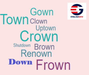 DOWN Rhyming Words Exercises with word pool image.