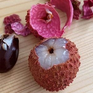 Image featuring lychees in this series of 14 single fruits.