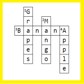 Crossword puzzle exercise on 5 fruits name answer key 