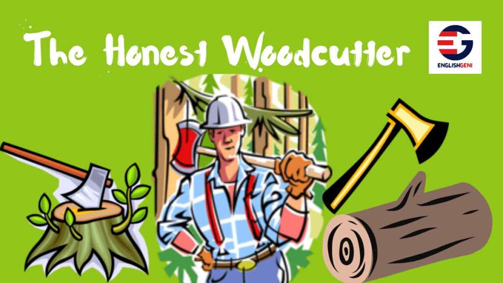 The Honest Woodcutter, a part of ten 10 Lines Short Stories with Moral and Quiz