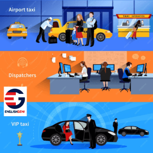 Picture Composition for Class 6 task 3 on taking rides to and from airports in three steps