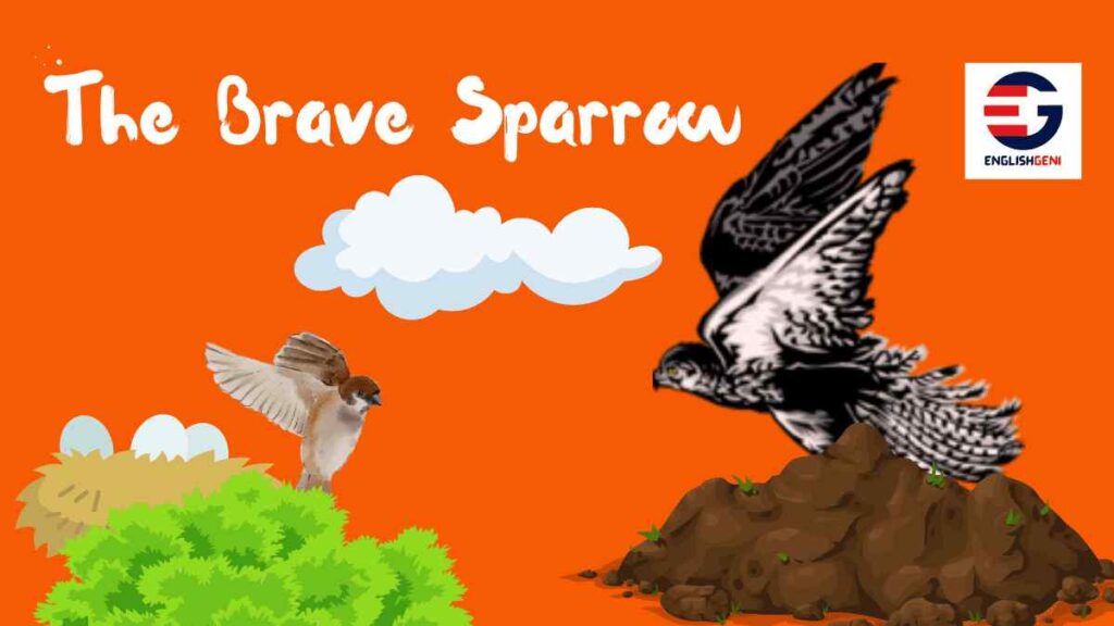 The Brave Sparrow, a part of ten 5 Lines Short Stories with Moral and Quiz