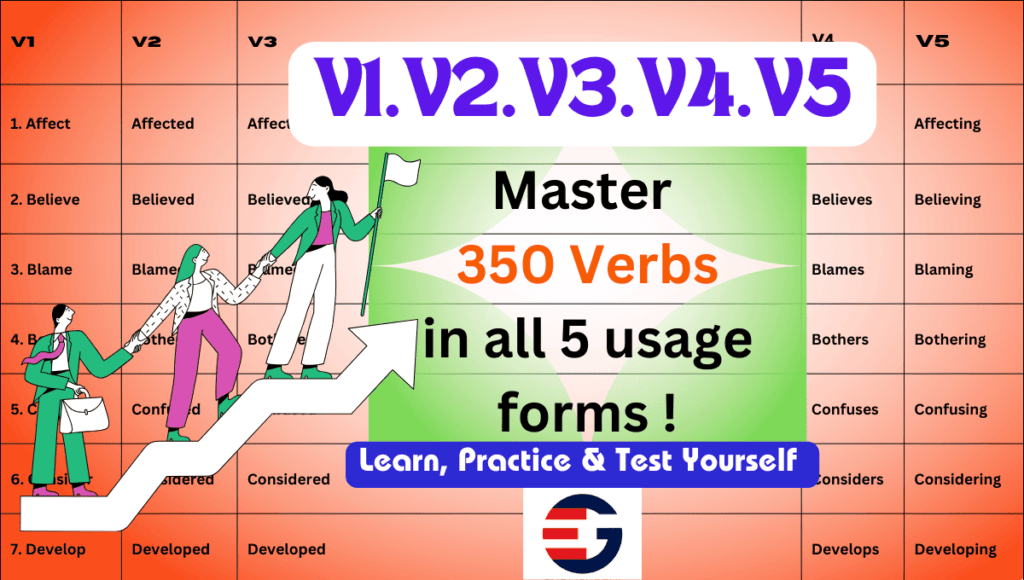 Learn 350 Verb Forms V1 V2 V3 V4 V5